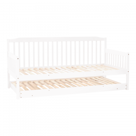 Pat extensibil pentru copii cu pat , alb, lemn masiv, PEDREZA [15]
