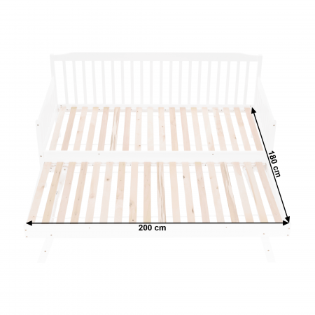 Pat extensibil pentru copii cu pat , alb, lemn masiv, PEDREZA [2]
