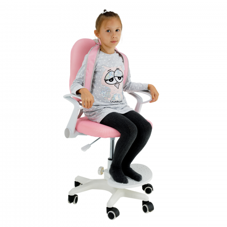 Scaun reglabil cu suport pentru picioare si curele, roz/alb, ANAIS [0]