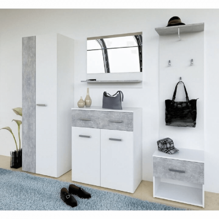 Set mobila vestibul, alb/beton, SIMA [1]