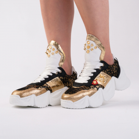 PANTOFI SPORT - GOLLUM - NEGRU/AURIU/ALB 600115