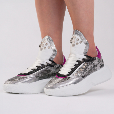 PANTOFI SPORT - NEMESIS - NEGRU/ARGINTIU/FUXIA 600210