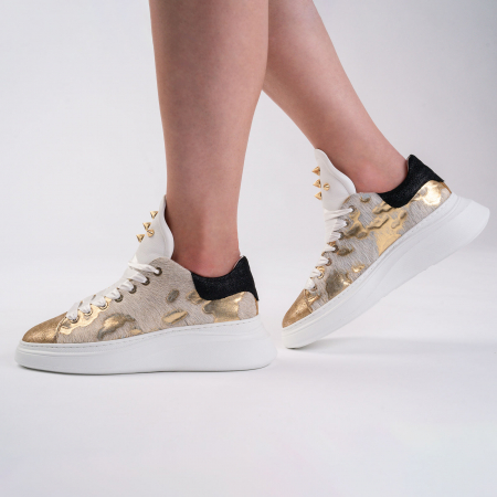 PANTOFI SPORT - PICK - AURIU/ALB/NEGRU 600515