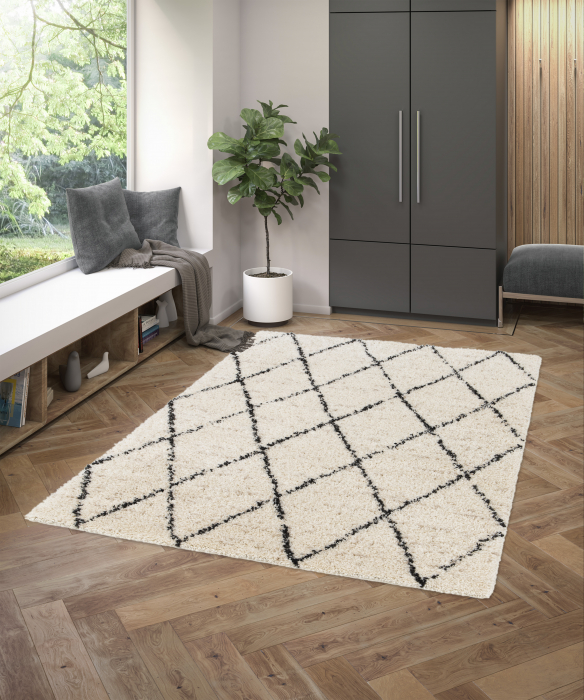 Covor Belgian, Gent 51496, Crem/Negru, Diverse Dimensiuni [2]