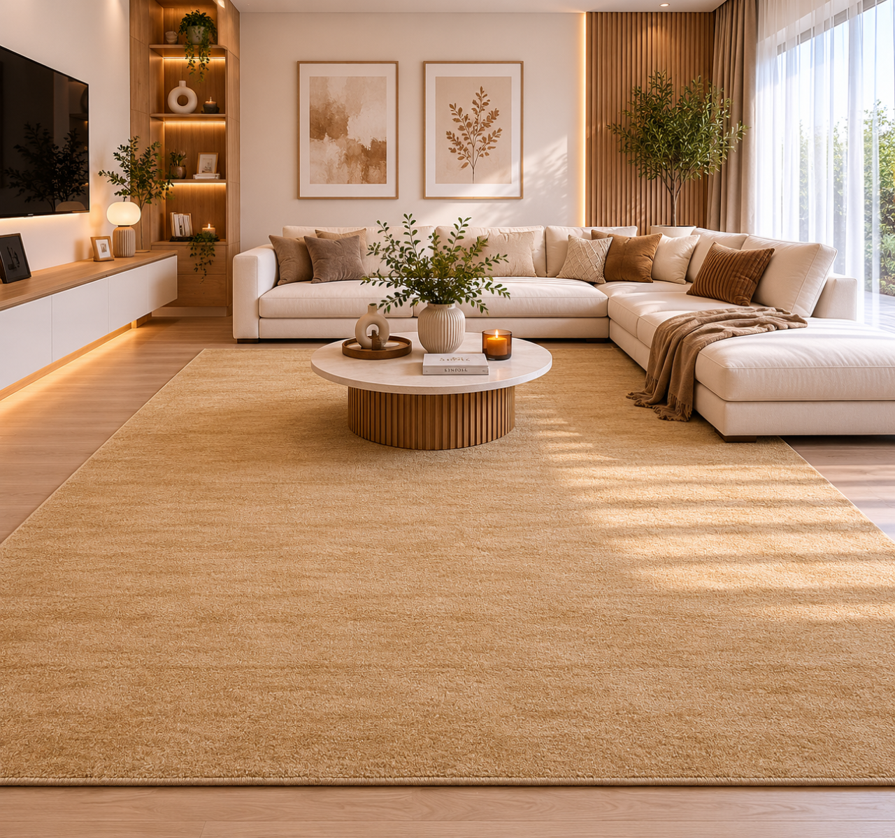 Set 3 Covoare Fargo 71501-800, Bej, 1 buc 80x150 cm, 1 buc 160x230 cm , 1 buc rotund 120x120 cm [3]