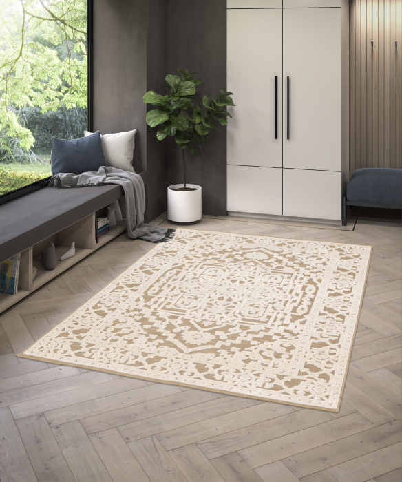 Covor Belgian, Rio 24516, Bej/Alb, Diverse Dimensiuni [2]