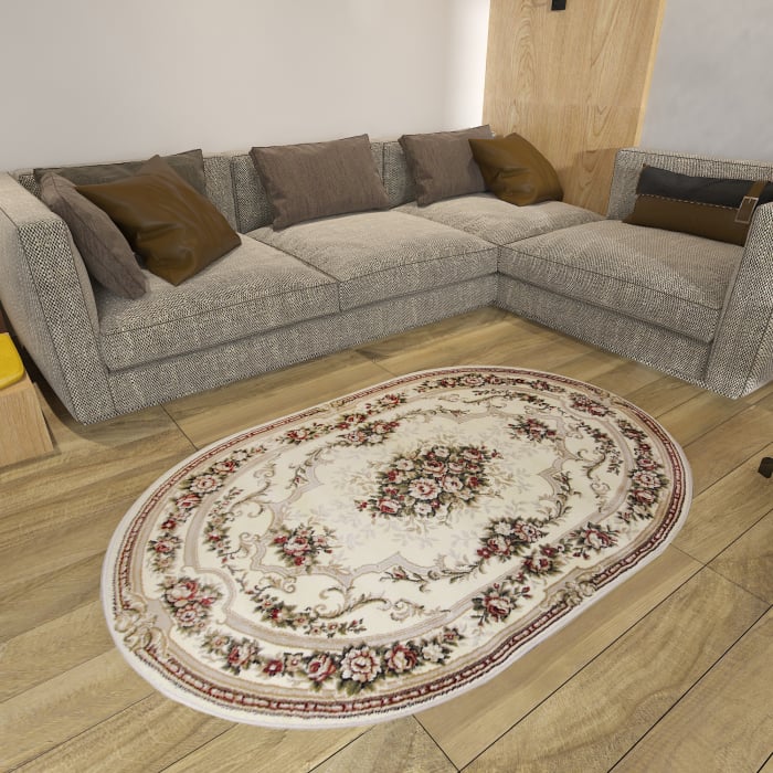 Covor Clasic, Lotos 574, Crem / Bej, Oval, Diverse Dimensiuni [4]
