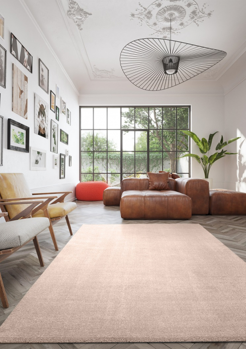 Covor Belgian Sky din Microfibra, Lavabil, Fir moale, Roz [2]