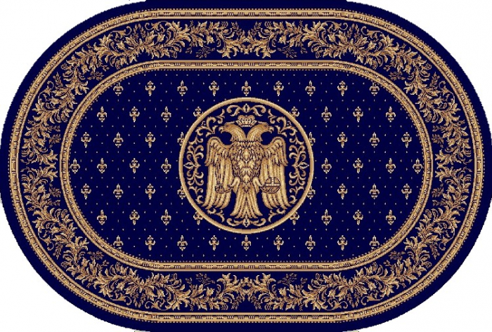 Covor Lotos, Model Bisericesc, 15032, Oval, Albastru, 100x200 cm, 1800 gr/mp [1]