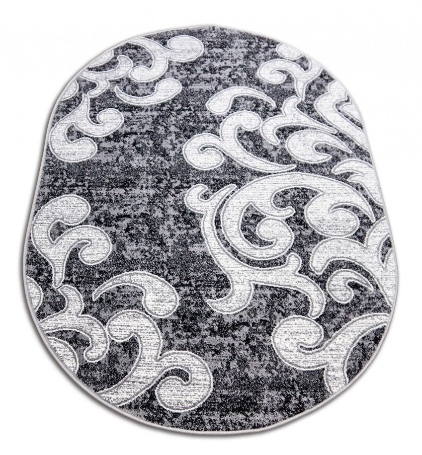 Covor Modern, Cappuccino 16028, Gri / Alb, Oval, Diverse Dimensiuni, 1700 gr/mp [5]