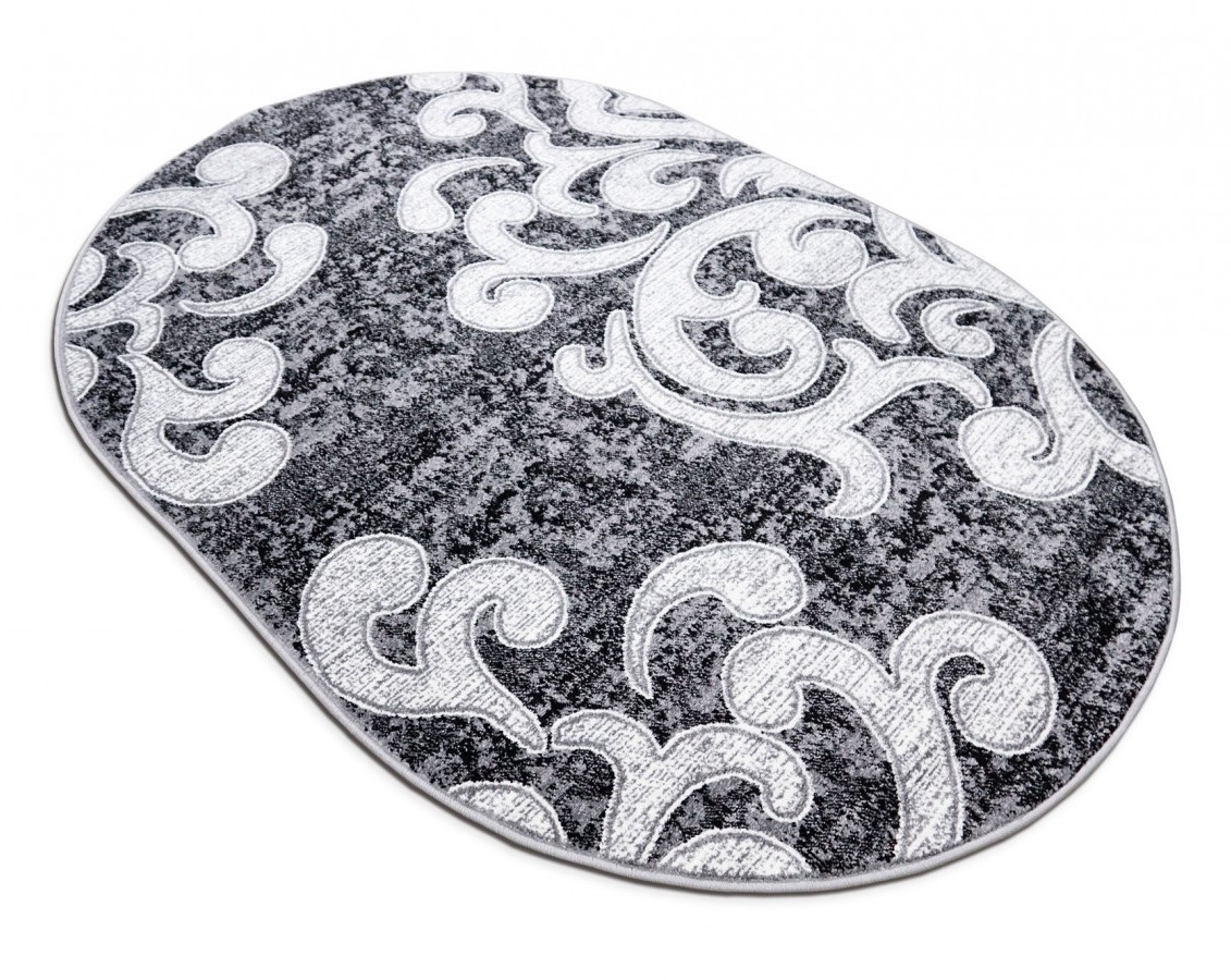 Covor Modern, Cappuccino 16028, Gri / Alb, Oval, Diverse Dimensiuni, 1700 gr/mp [3]