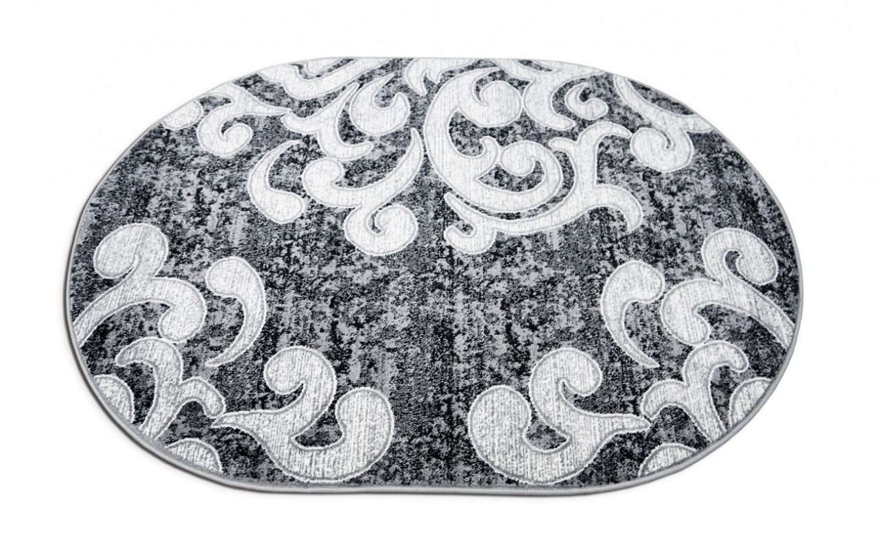 Covor Modern, Cappuccino 16028, Gri / Alb, Oval, Diverse Dimensiuni, 1700 gr/mp [6]