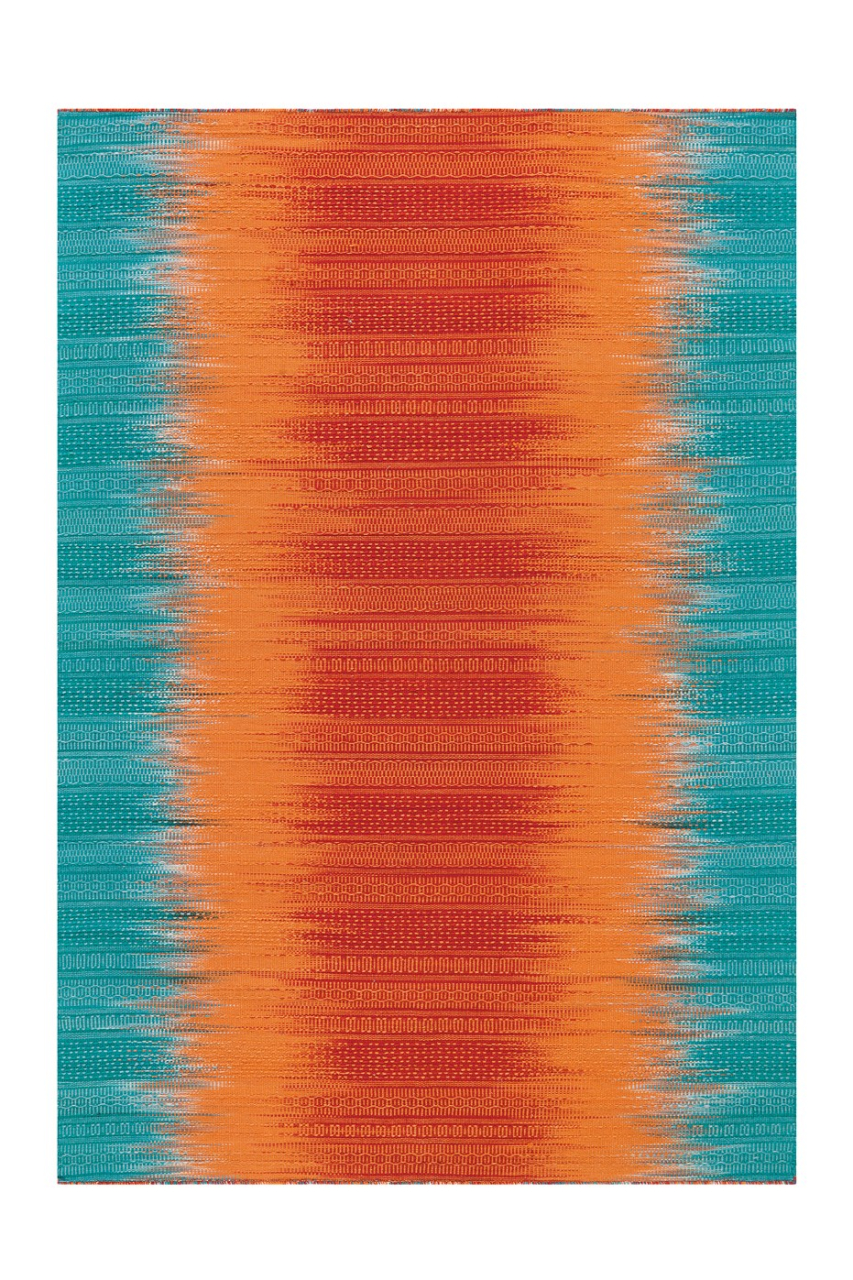 Covor Modern Sunset 8070, Orange/Bleu, Inaltime fir 6 mm [2]