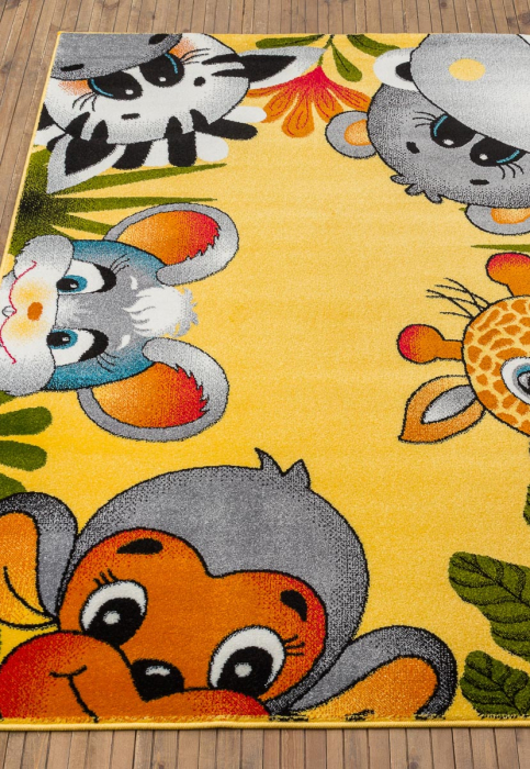 Covor Pentru Copii, Kolibri Animalute 11058, Galben, Diverse Dimensiuni, 2200 gr/mp [12]