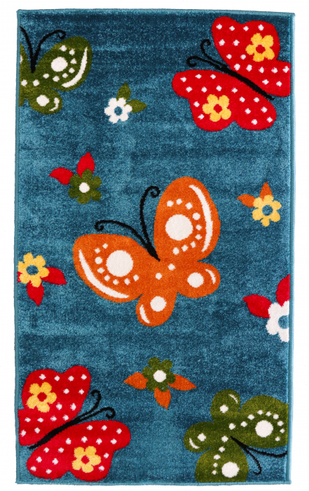 Covor Pentru Copii, Kolibri Fluturi, 11206-140, Albastru, Diverse Dimensiuni, 2200 gr/mp [2]