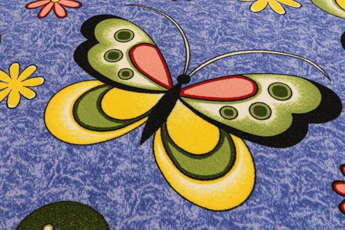 Covor Pentru Copii, Print Fluturi 1362, Albastru, Suport Pasla [6]