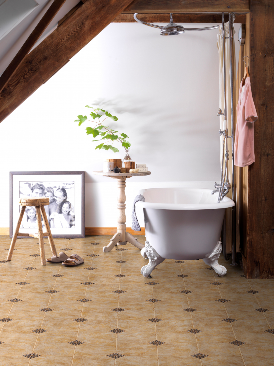 Linoleum Model Kelso 7099, Latime 200 cm, Bej / Maro [2]