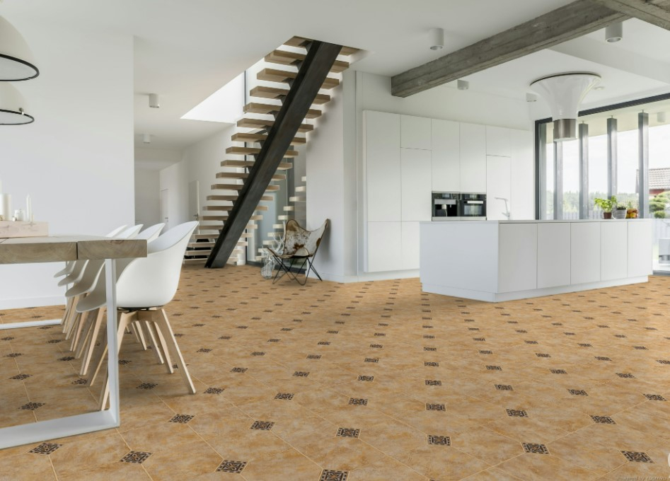 Linoleum Model Kelso 7099, Latime 200 cm, Bej / Maro [5]