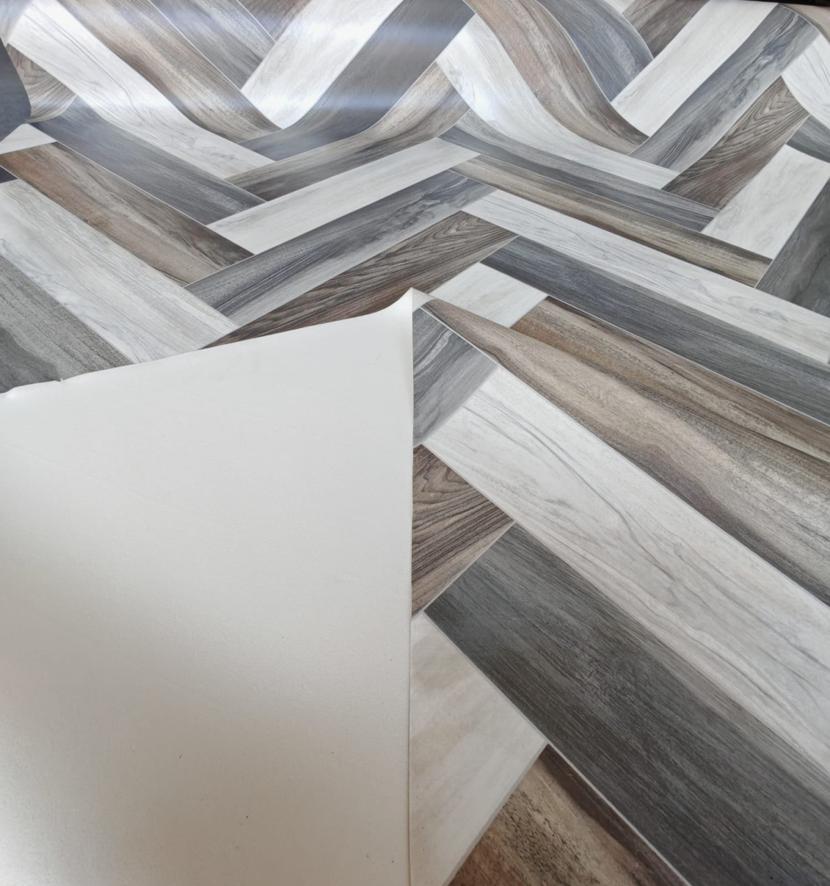 Linoleum Model Parchet Venice 961, Latime 200 cm, Gri / Bej [7]