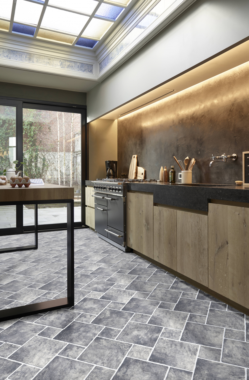 Linoleum Model Sand Stone 919, Latime 200 cm, Gri Inchis [2]