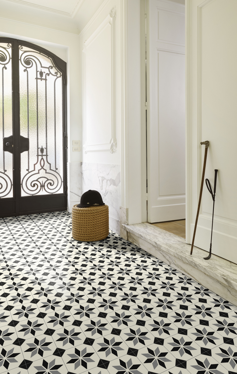 Linoleum Model Scottsdale 099, Latime 200 cm, Alb / Negru [2]