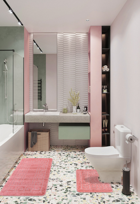 Set 2 Covorase Baie Ethnic Dusty Rose, 50x80 cm, 40x50 cm [3]