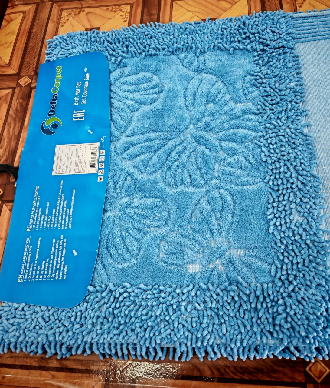 Set 2 Covorase Baie, Butterflies 07 Albastru, Covor 100% Bumbac, Dimensiunea 60x100 cm [3]