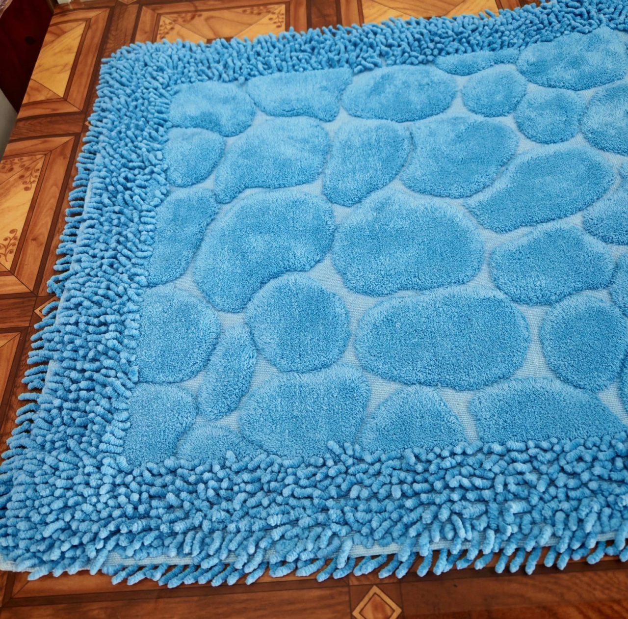 Set 2 Covorase Baie, Classic 06 Albastru, Covor 100% Bumbac, Dimensiunea 60x100 cm - Copie [3]