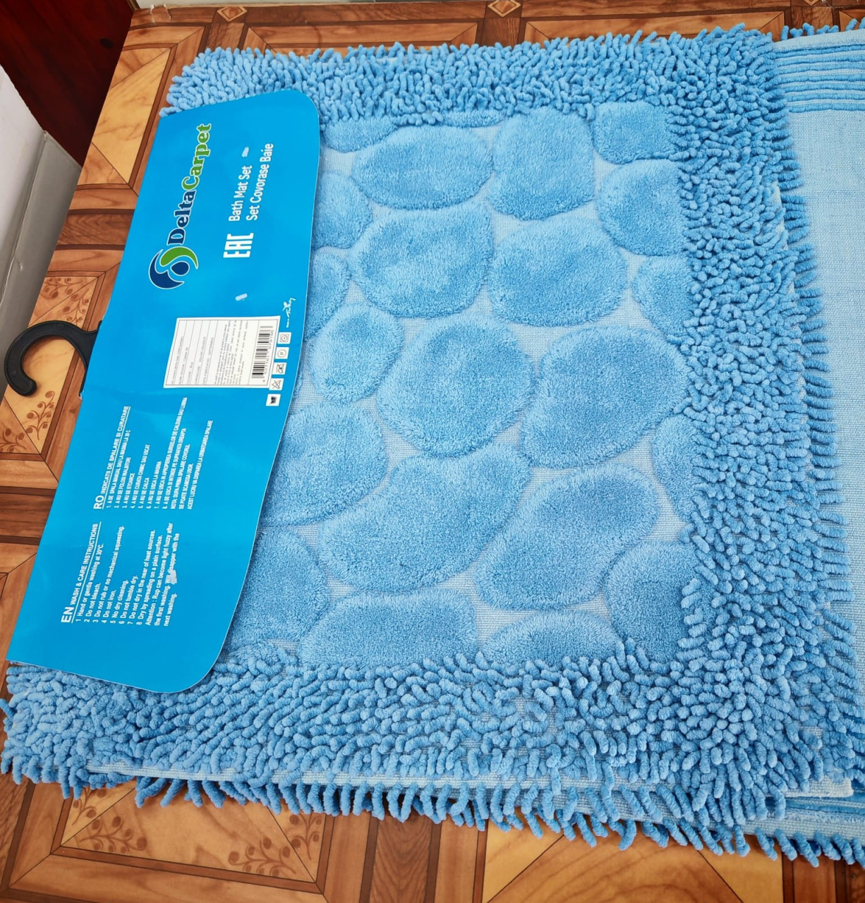 Set 2 Covorase Baie, Classic 06 Albastru, Covor 100% Bumbac, Dimensiunea 60x100 cm - Copie [4]
