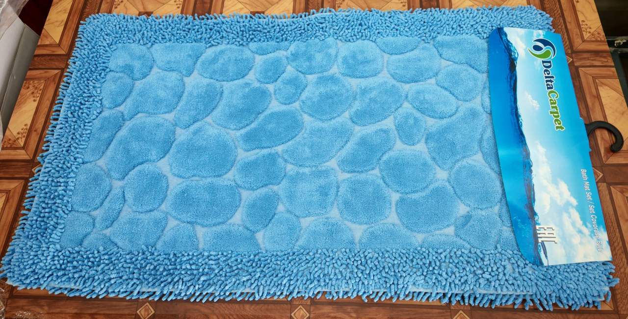Set 2 Covorase Baie, Classic 06 Albastru, Covor 100% Bumbac, Dimensiunea 60x100 cm - Copie [2]
