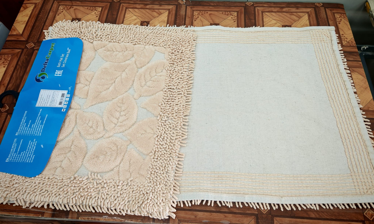 Set 2 Covorase Baie, Leaves 02 Crem, Covor 100% Bumbac, Dimensiunea 60x100 cm [4]