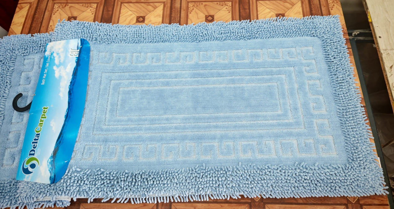 Set 2 Covorase Baie, Rombs 12 Albastru, Covor 100% Bumbac, Dimensiunea 60x100 cm [2]