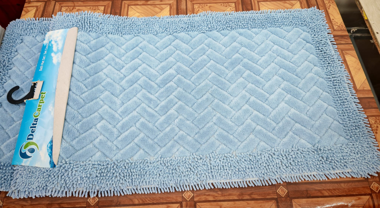 Set 2 Covorase Baie, Rombs 13 Albastru, Covor 100% Bumbac, Dimensiunea 60x100 cm [2]