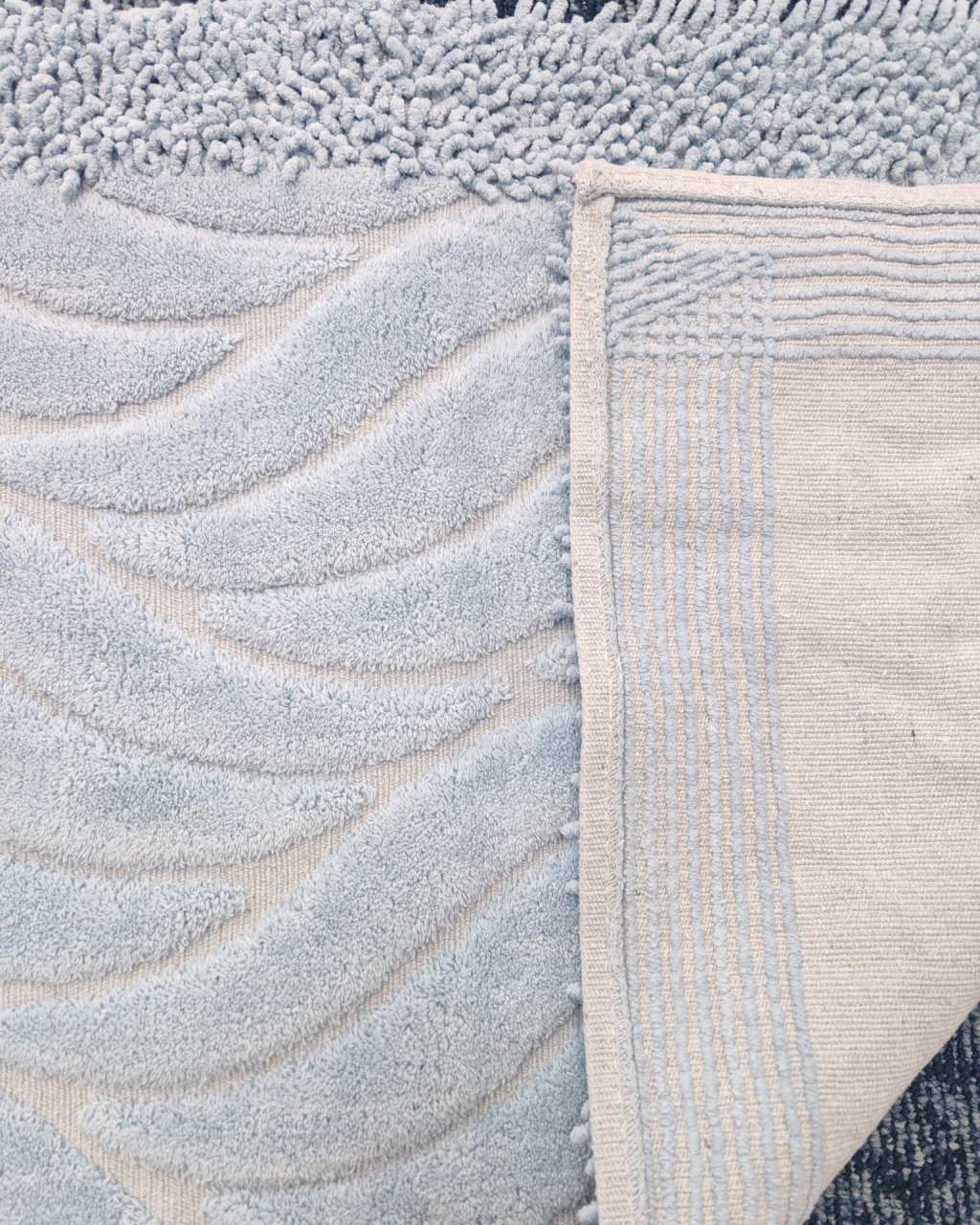 Set 2 Covorase Baie, Rombs 14 Albastru, Covor 100% Bumbac, Dimensiunea 60x100 cm [4]
