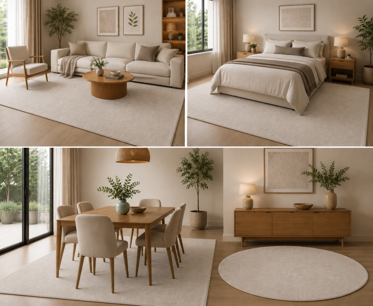 Set 3 Covoare Fargo 71501-050, Crem, 1 buc 80x150 cm, 1 buc 160x230 cm , 1 buc rotund 120x120 cm [2]