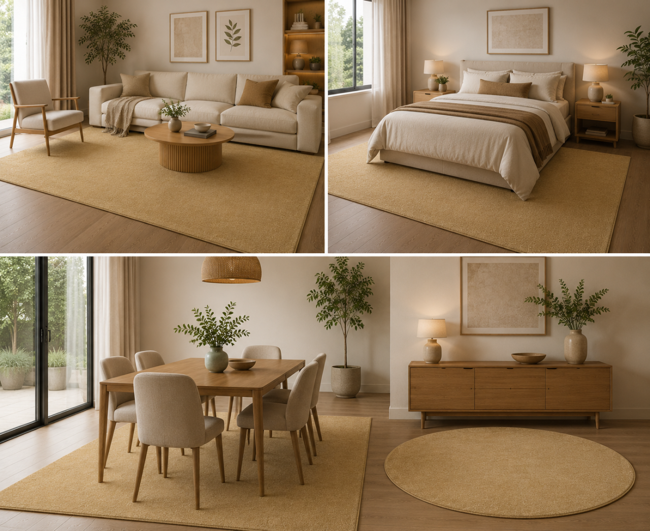 Set 3 Covoare Fargo 71501-800, Bej, 1 buc 80x150 cm, 1 buc 160x230 cm , 1 buc rotund 120x120 cm [2]