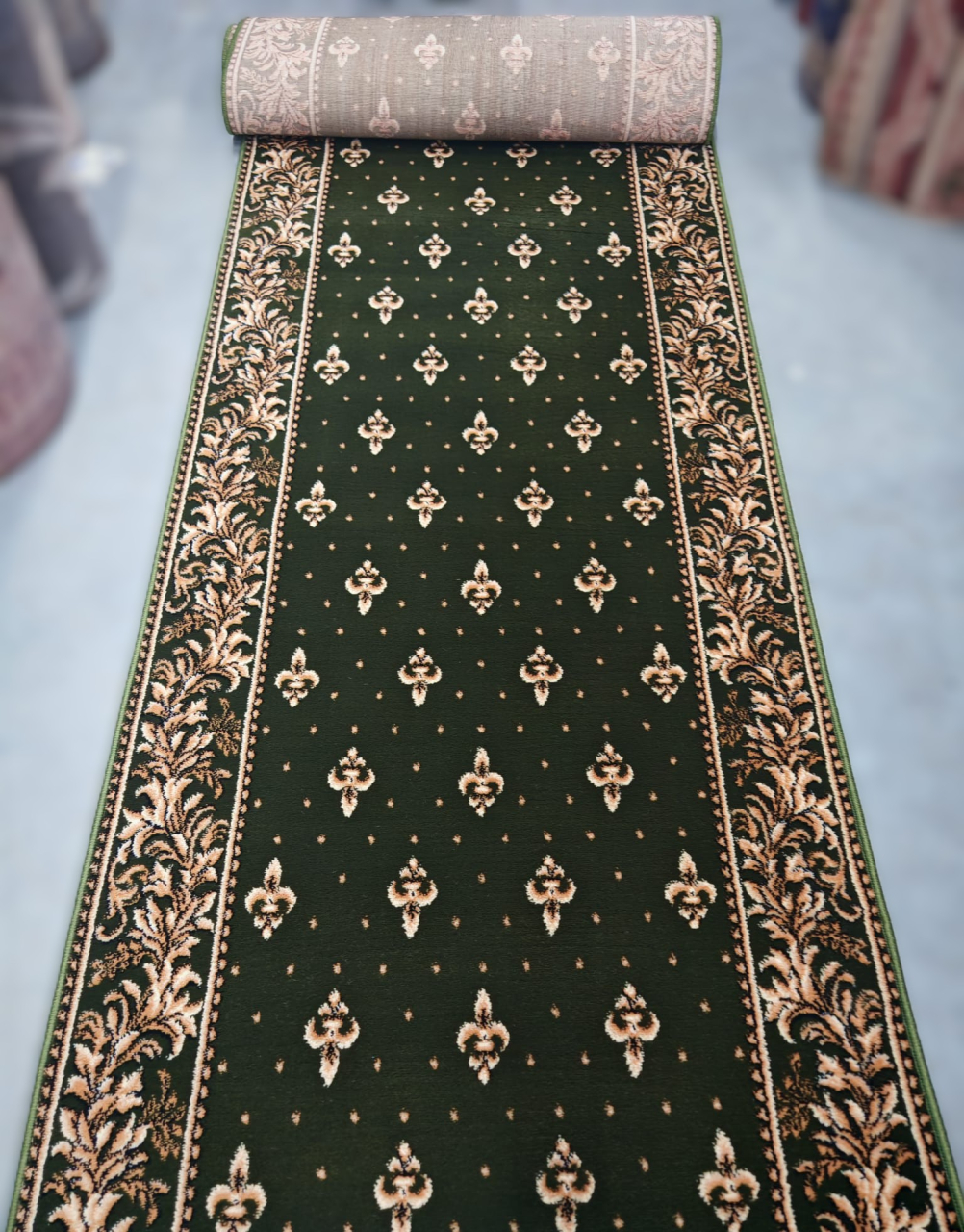 Traversa Covor, Lotos 15033, Verde, Model Bisericesc, Latime 80 cm, Diverse Lungimi, 1800 gr/mp [3]