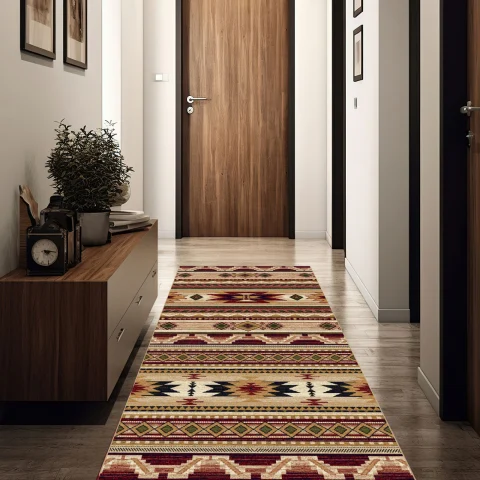 Traversa Covor, Lotos 15080, Bej / Grena, Latime 120 cm, Diverse Lungimi [2]