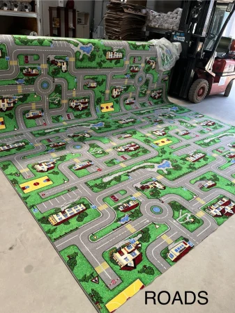 Traversa Model Print Roads ,Verde /Multicolor, Suport Pasla, Latime 100 cm, 820 gr/mp [3]