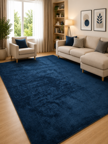 Covoare Living - Covor Belgian Sky din Microfibra, Lavabil, Fir moale, Albastru