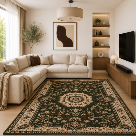 Covoare Living - Covor Clasic, Lotos 1520, Verde, Diverse Dimensiuni, 1800 gr/mp