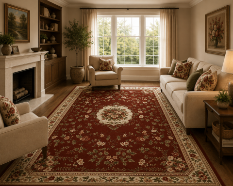 Covoare Living - Covor Clasic, Lotos 1525, Grena, Diverse Dimensiuni, 1800 gr/mp