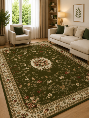 Covoare Living - Covor Clasic, Lotos 1525, Verde, Diverse Dimensiuni, 1800 gr/mp