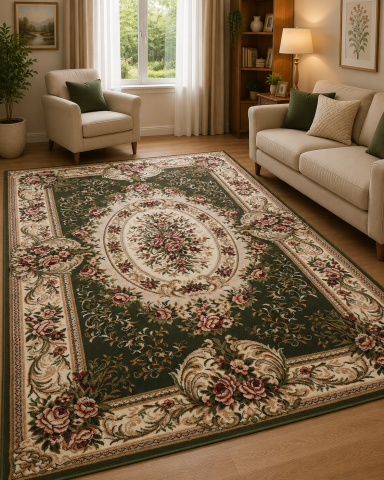 Covoare Living - Covor Clasic, Lotos 1529, Verde, Diverse Dimensiuni, 1800 gr/mp