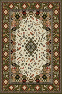 Covoare Dormitor - Covor Clasic, Lotos 1535, Verde, Diverse Dimensiuni, 1800 gr/mp
