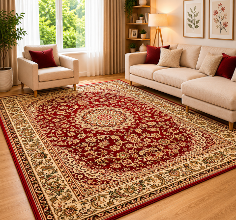 Covoare Clasice - Covor Clasic, Lotos 1555, Grena, Diverse Dimensiuni, 1800 gr/mp