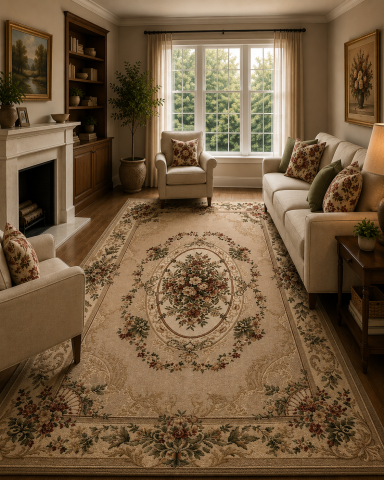 Covoare Living - Covor Clasic, Lotos 1557, Crem / Bej, Diverse Dimensiuni, 1800 gr/mp