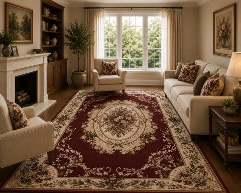 Covoare Living - Covor Clasic, Lotos 1557, Grena, Diverse Dimensiuni, 1800 gr/mp