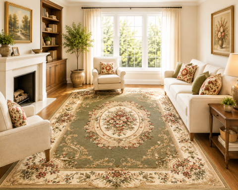 Covoare Living - Covor Clasic, Lotos 1557, Verde, Diverse Dimensiuni, 1800 gr/mp