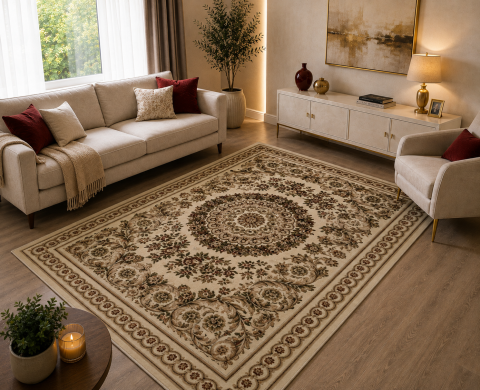 Covoare Living - Covor Clasic, Lotos 539, Crem / Bej, Diverse Dimensiuni, 1800 gr/mp